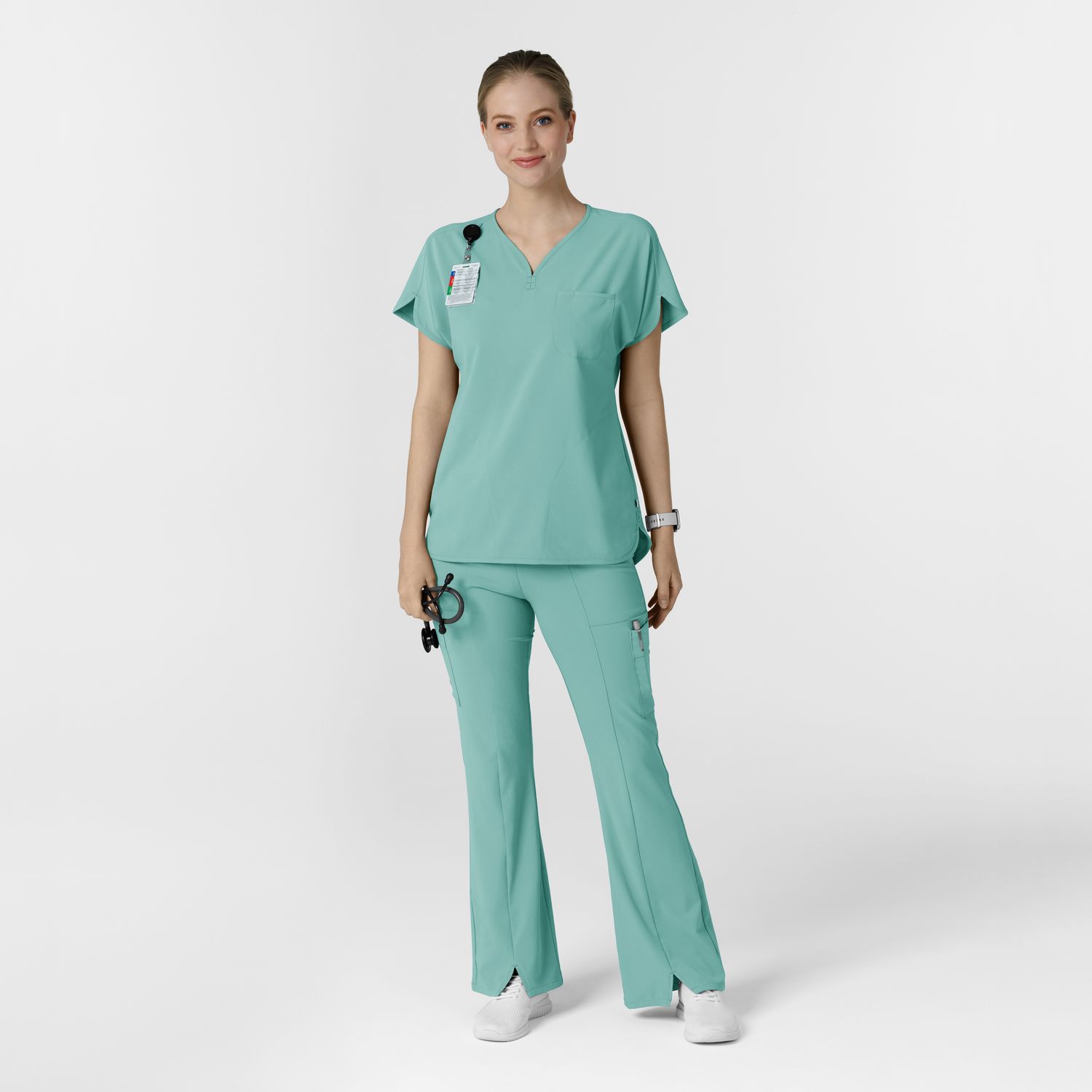 Casacca donna 6634 scollo a V arrotondato turquoise