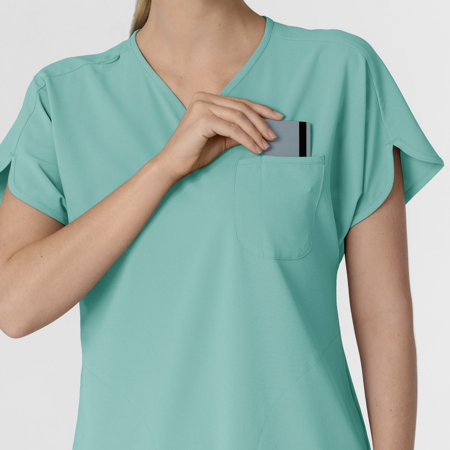 Casacca donna 6634 scollo a V arrotondato turquoise