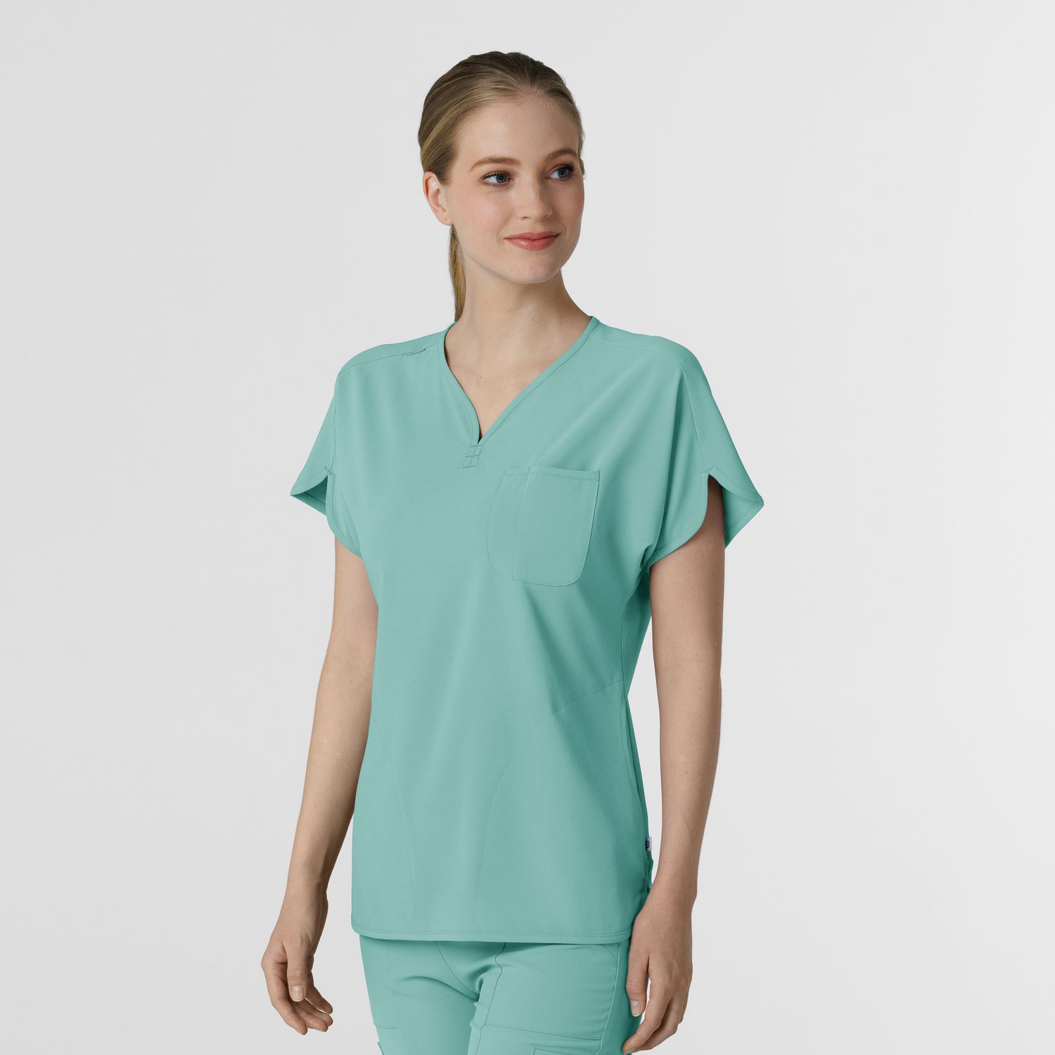 Casacca donna 6634 scollo a V arrotondato turquoise