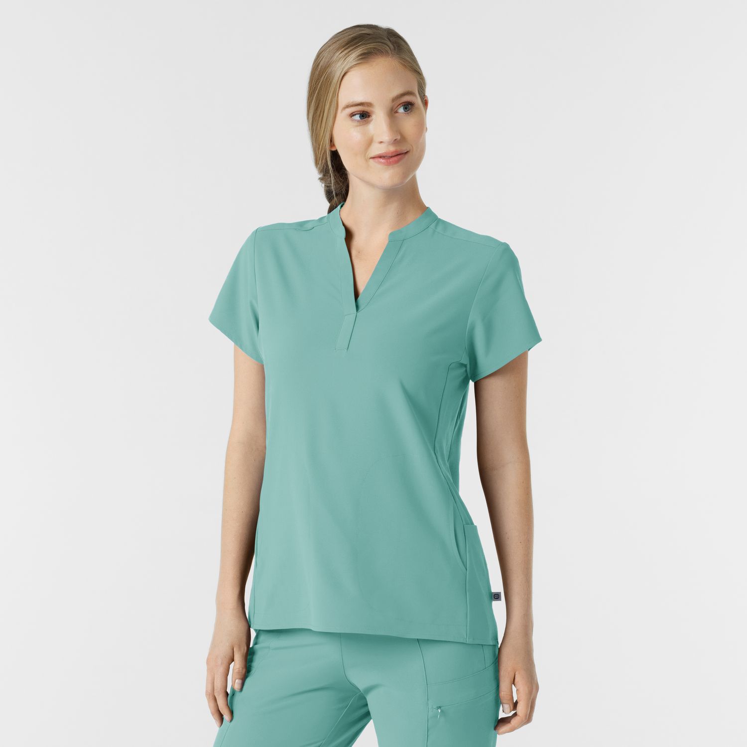 Casacca donna 6734 scollo alla coreana turquoise