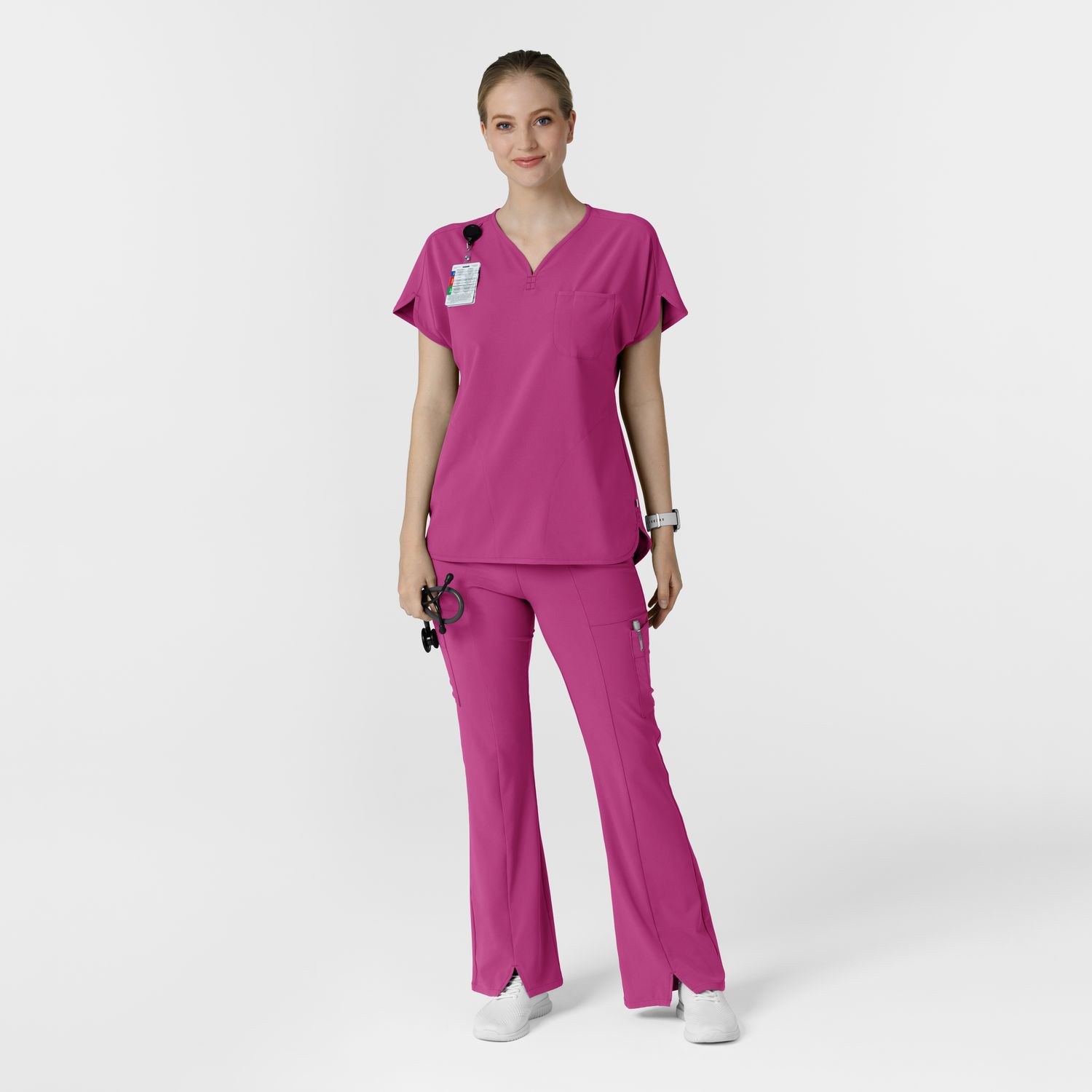 Pantalone donna 5534 cargo svasato raspberry
