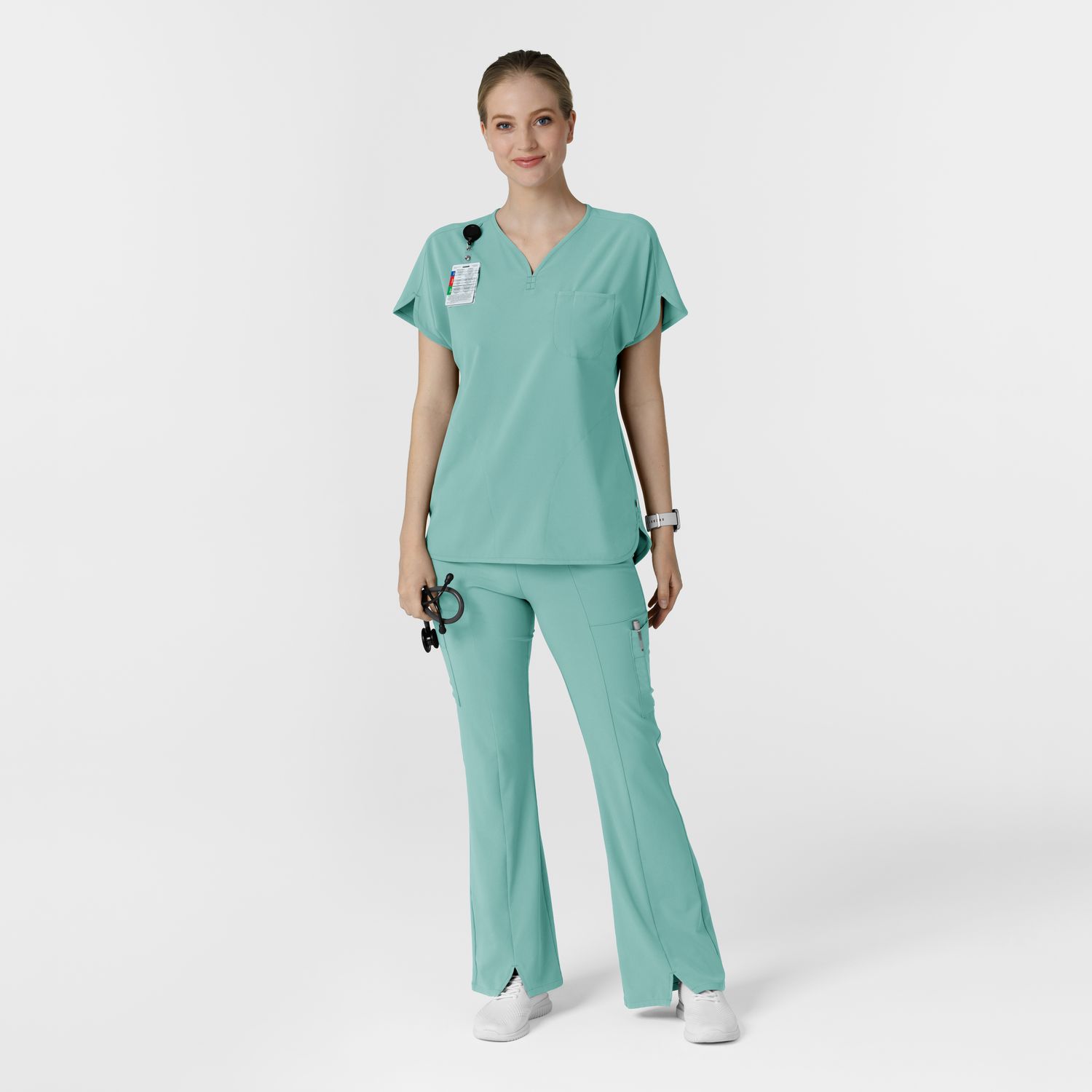 Pantalone donna 5534 cargo svasato turquoise