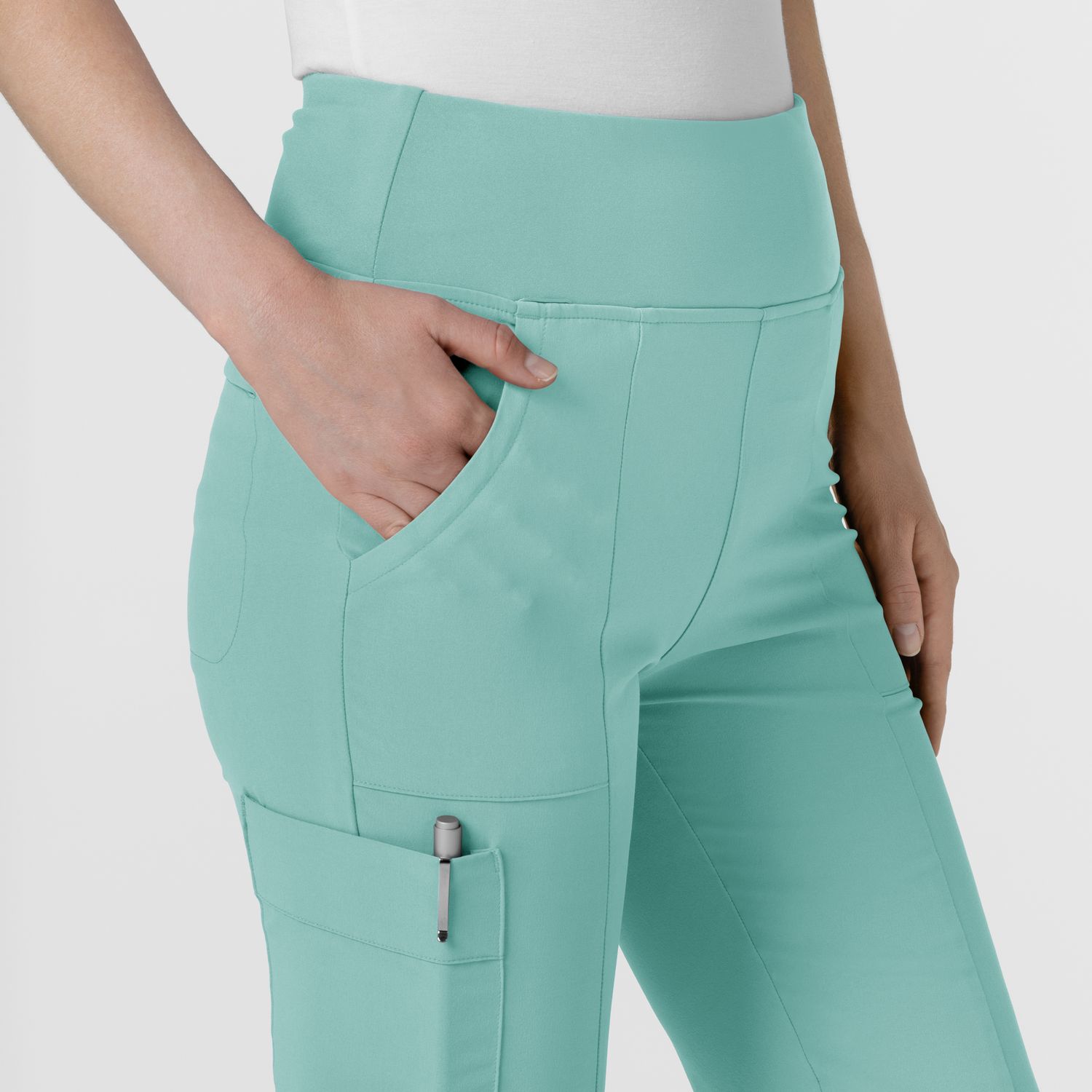 Pantalone donna 5534 cargo svasato turquoise