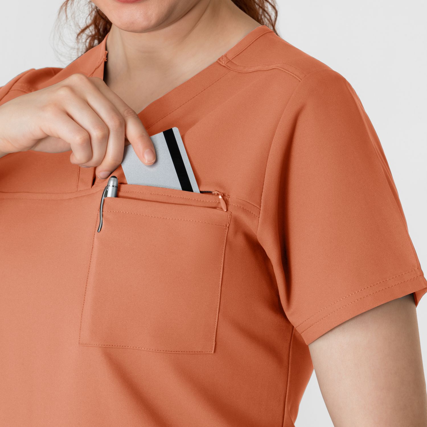 Casacca donna 6222 scollo a V terracotta