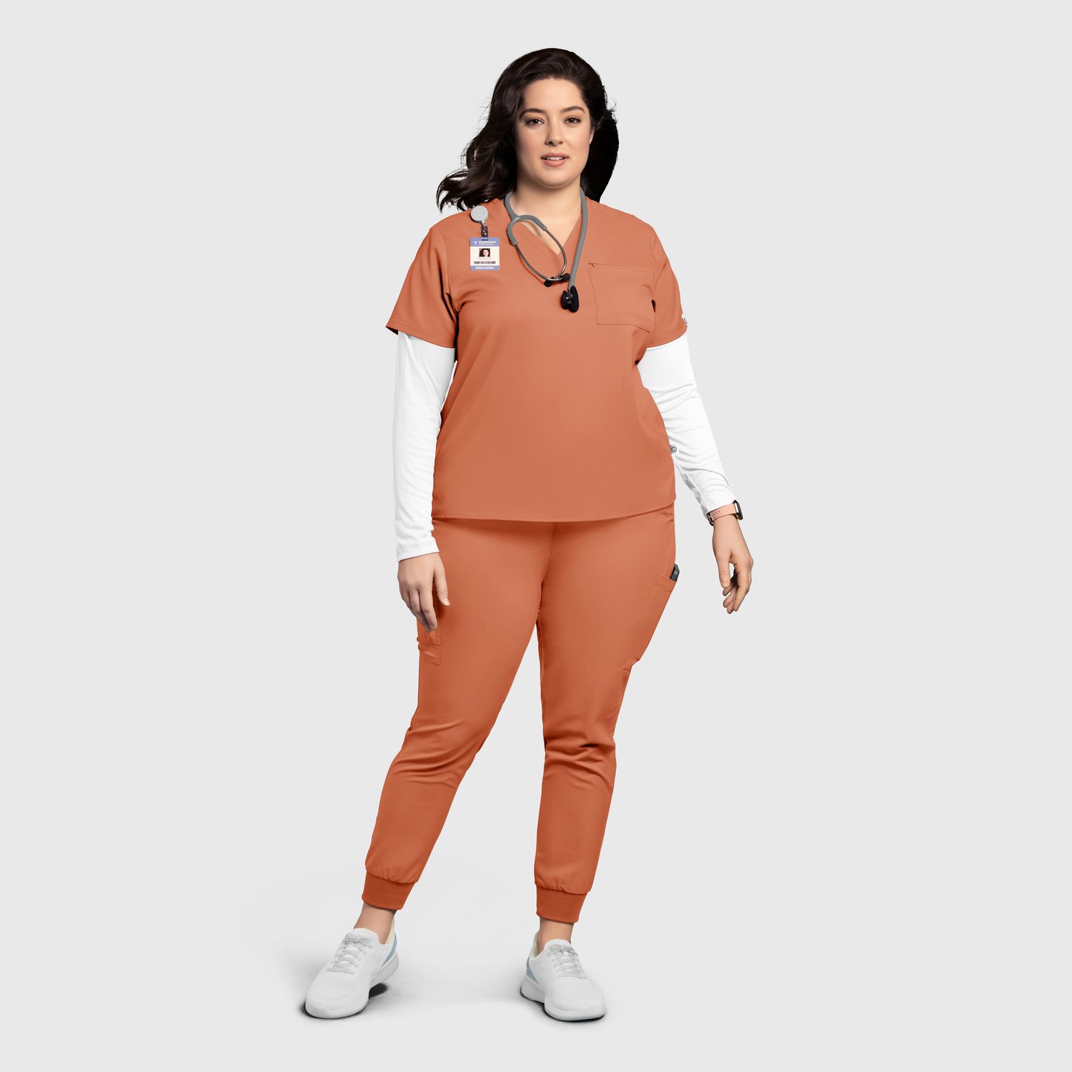 Casacca donna 6222 scollo a V terracotta