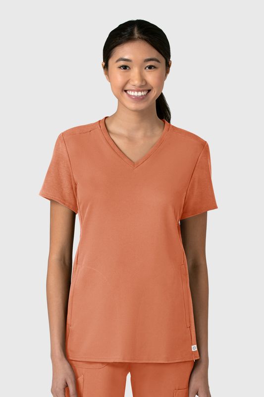 Casacca donna 6522 scollo a V terracotta