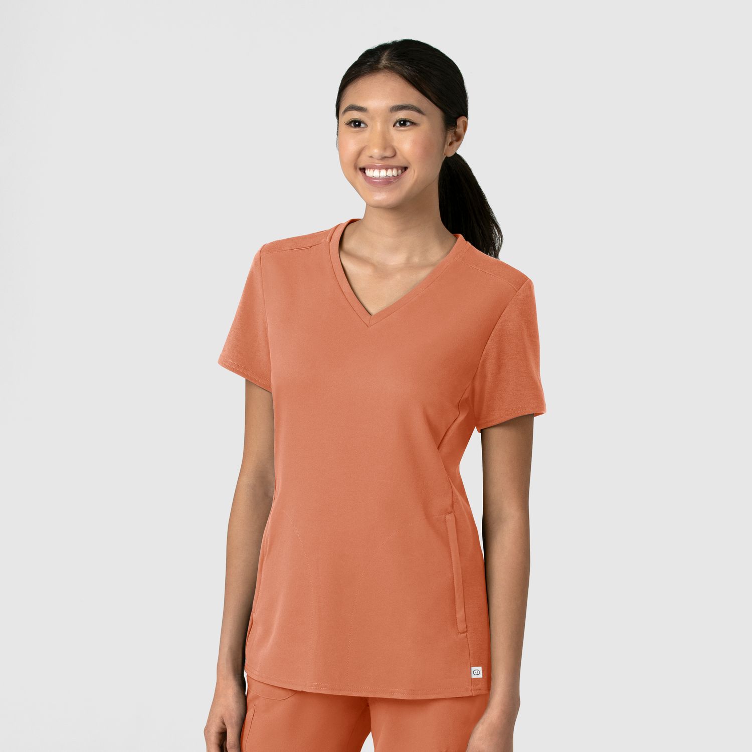Casacca donna 6522 scollo a V terracotta