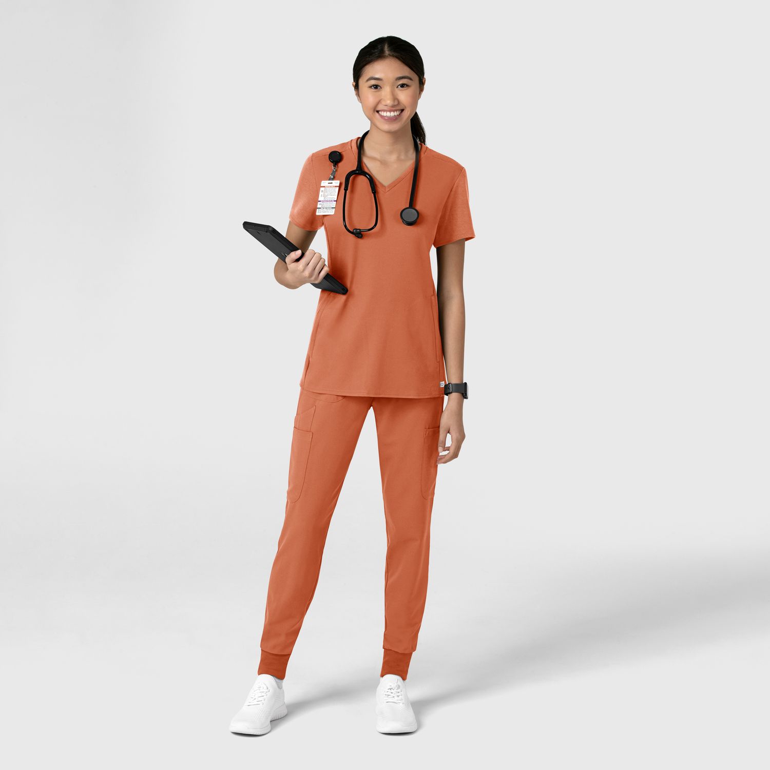 Casacca donna 6522 scollo a V terracotta