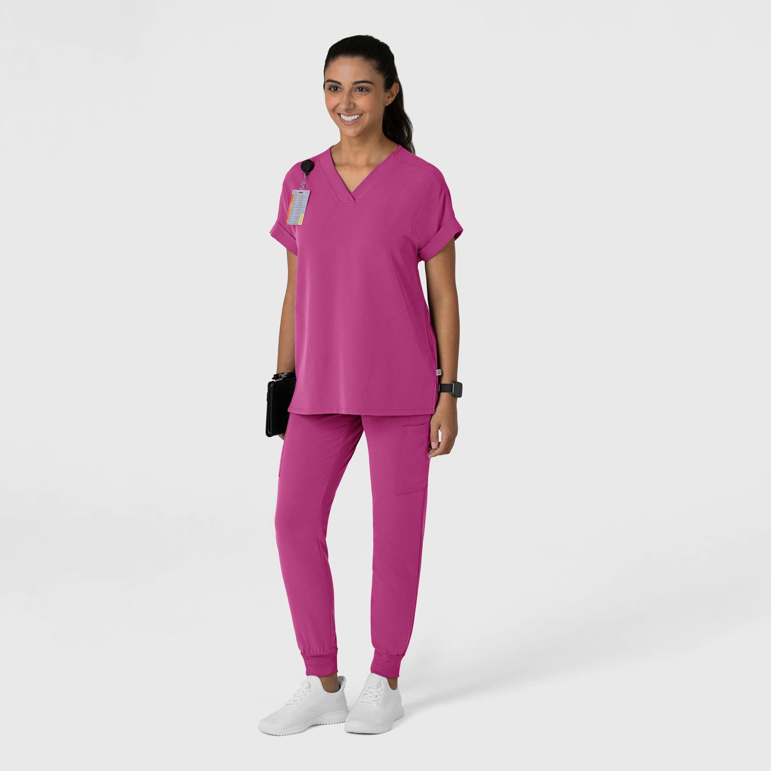 Casacca donna 6232 scollo a V spalle basse raspberry