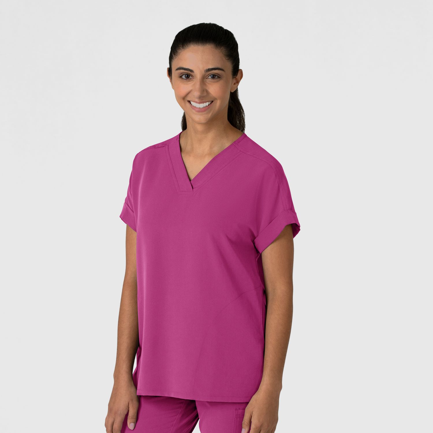 Casacca donna 6232 scollo a V spalle basse raspberry