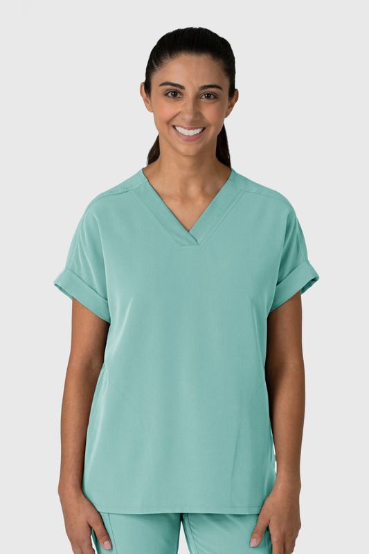 Casacca donna 6232 scollo a V spalle basse turquoise