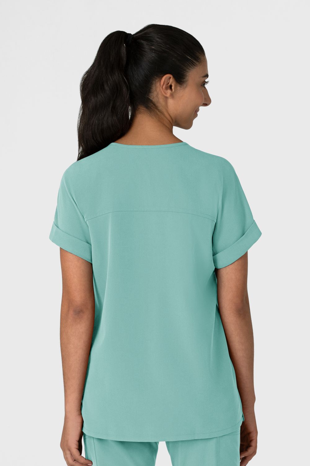 Casacca donna 6232 scollo a V spalle basse turquoise