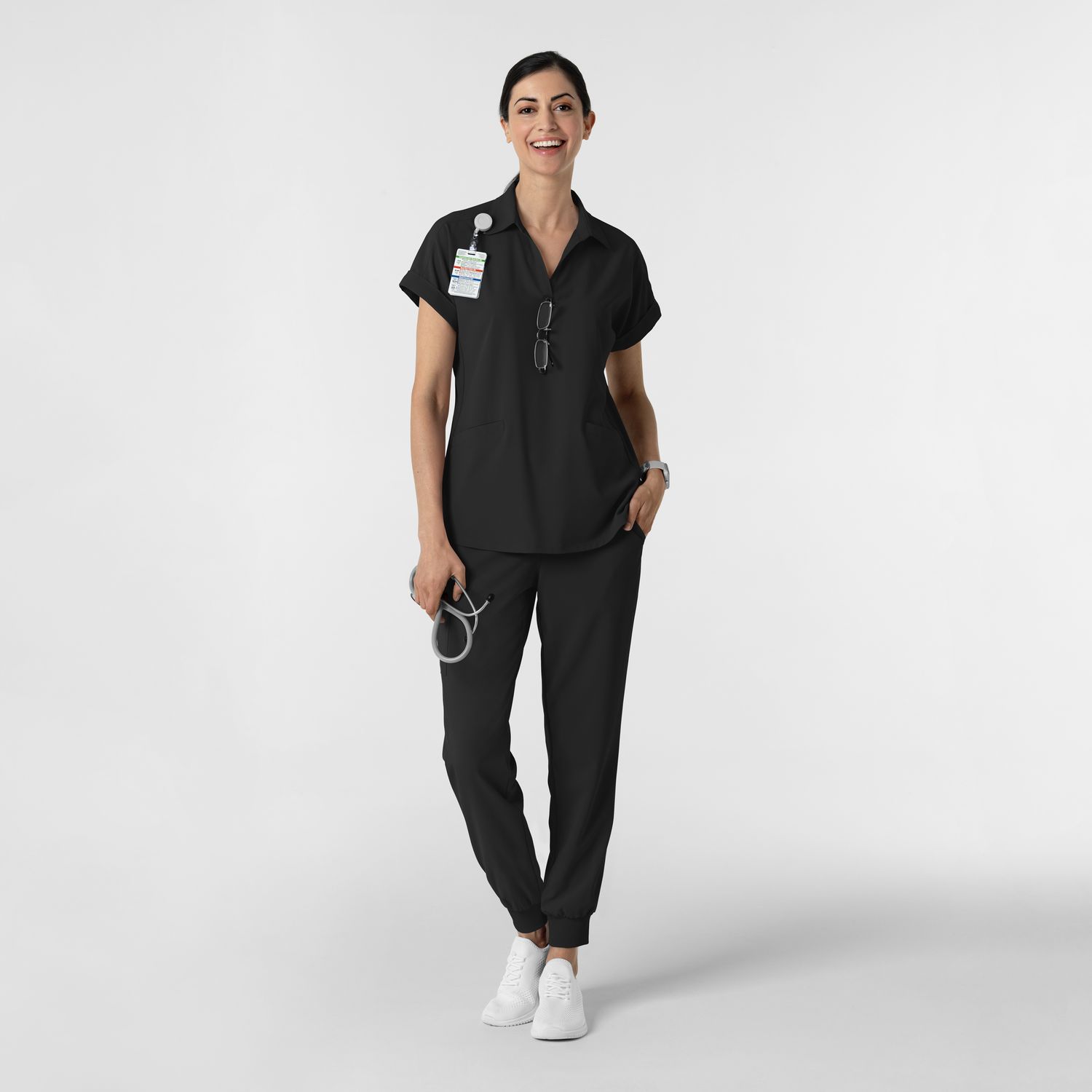 Casacca donna 6934 scollo a polo black