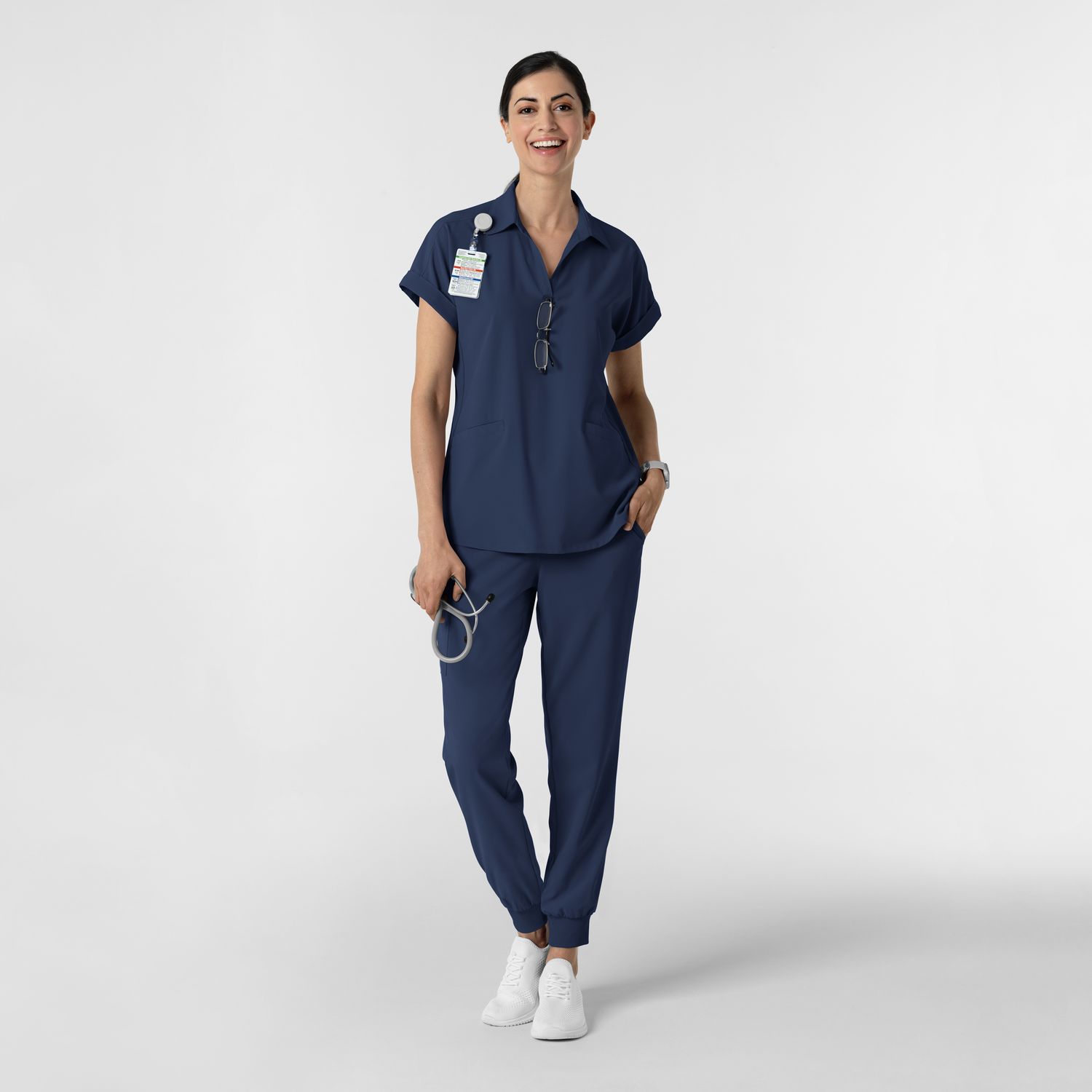 Casacca donna 6934 scollo a polo navy blue