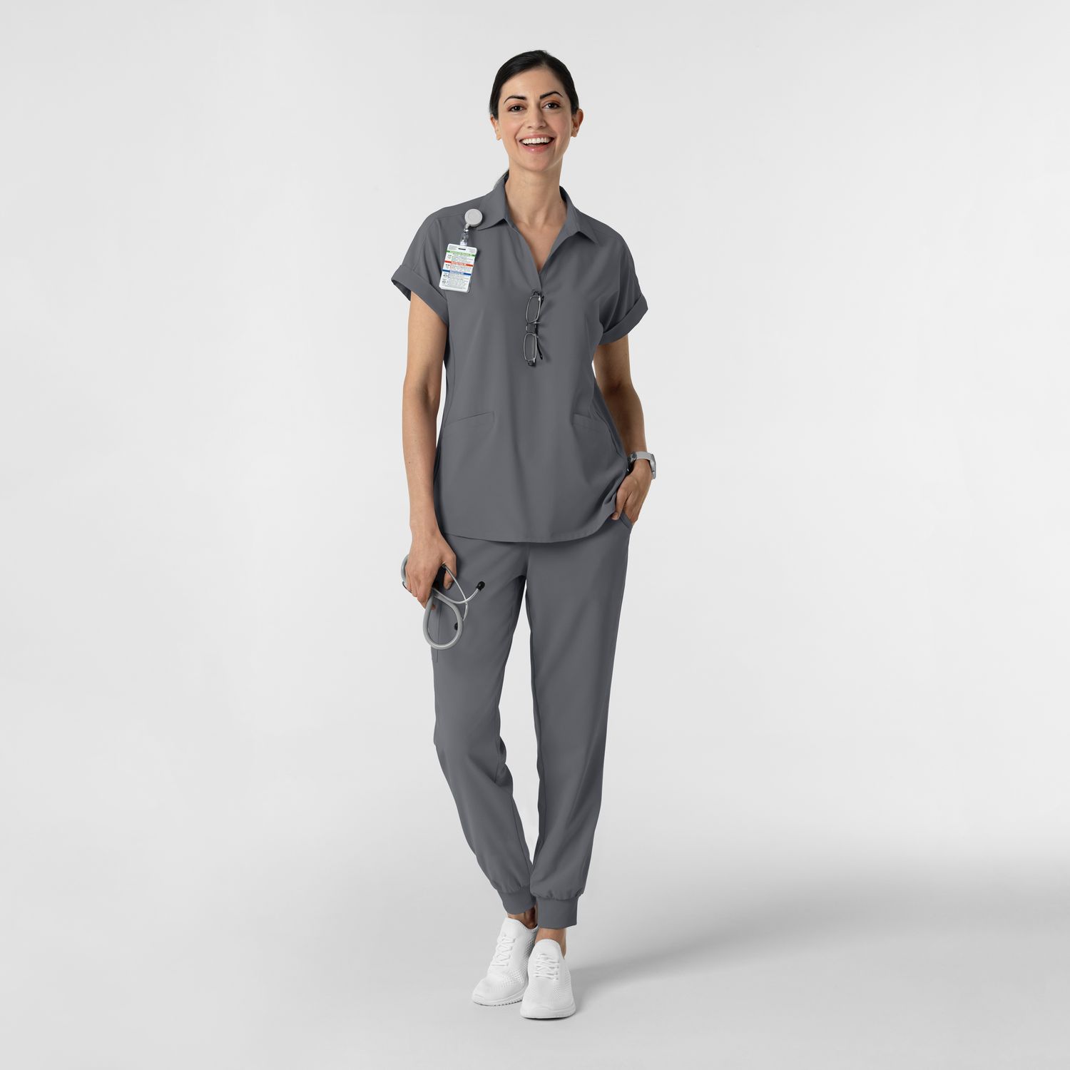 Casacca donna 6934 scollo a polo pewter