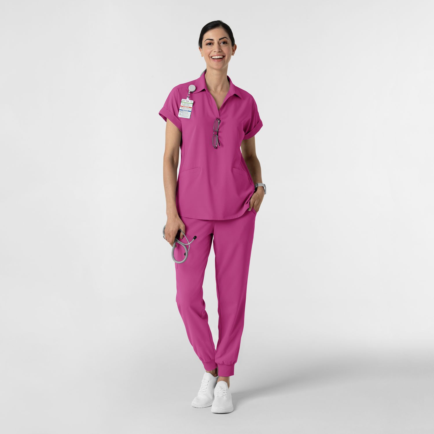Casacca donna 6934 scollo a polo raspberry