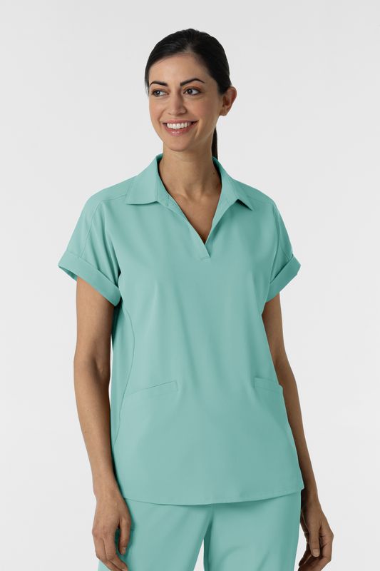 Casacca donna 6934 scollo a polo turquoise