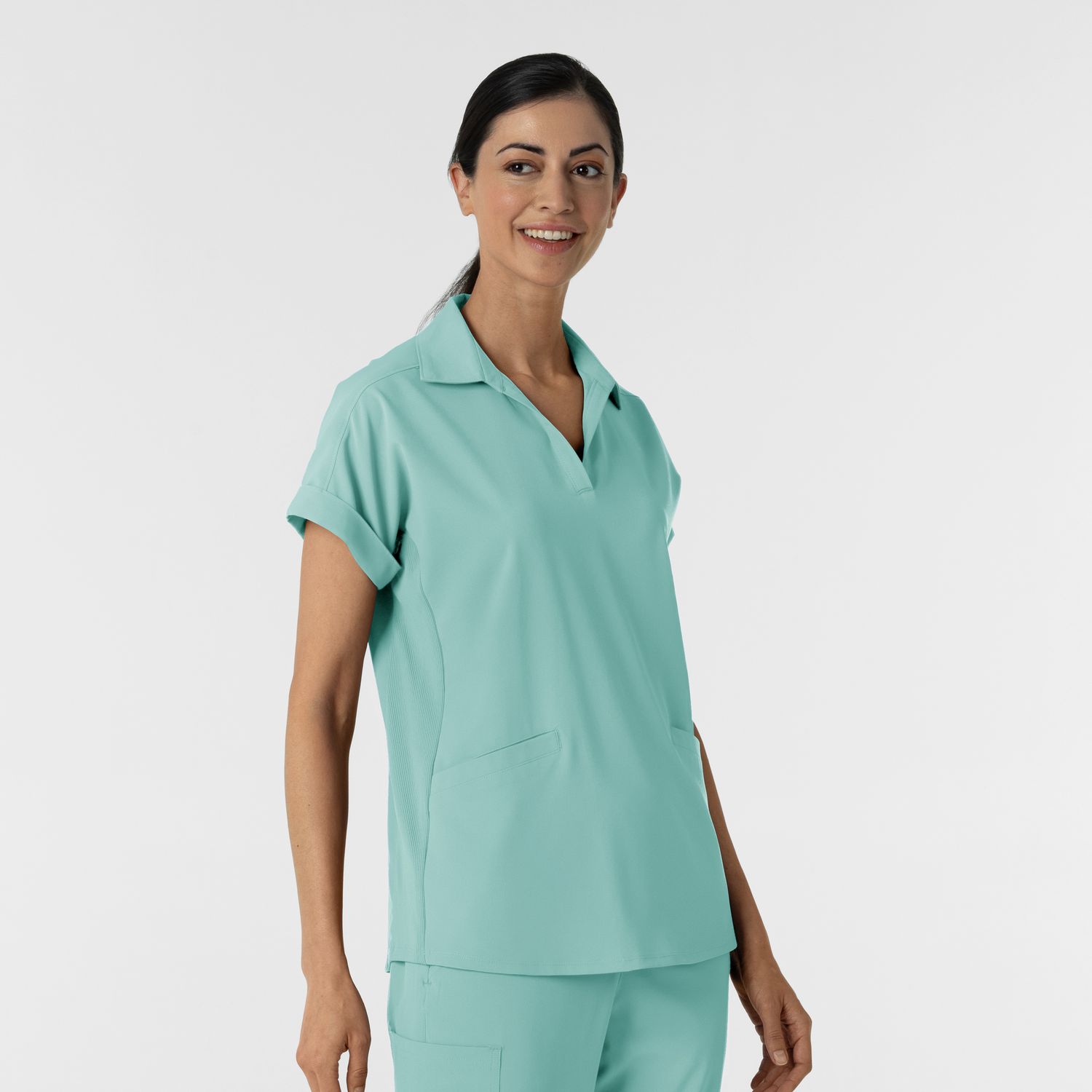 Casacca donna 6934 scollo a polo turquoise