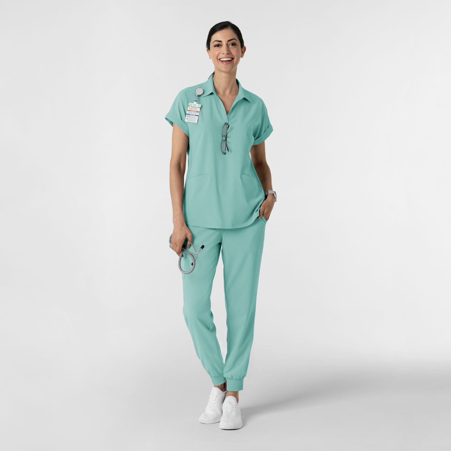 Pantalone donna 5934 cargo jogger turquoise