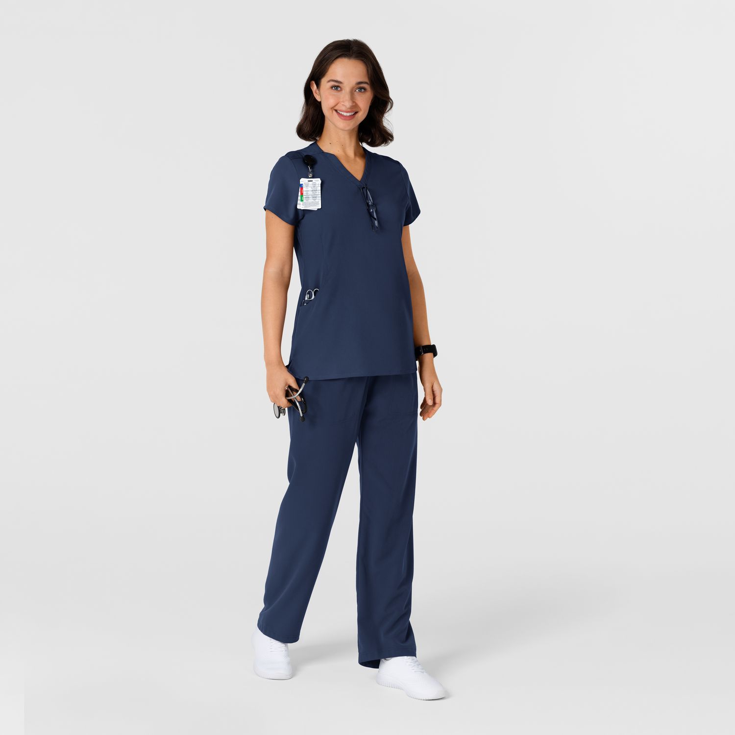 Casacca donna 6432 scollo a V stretto navy blue