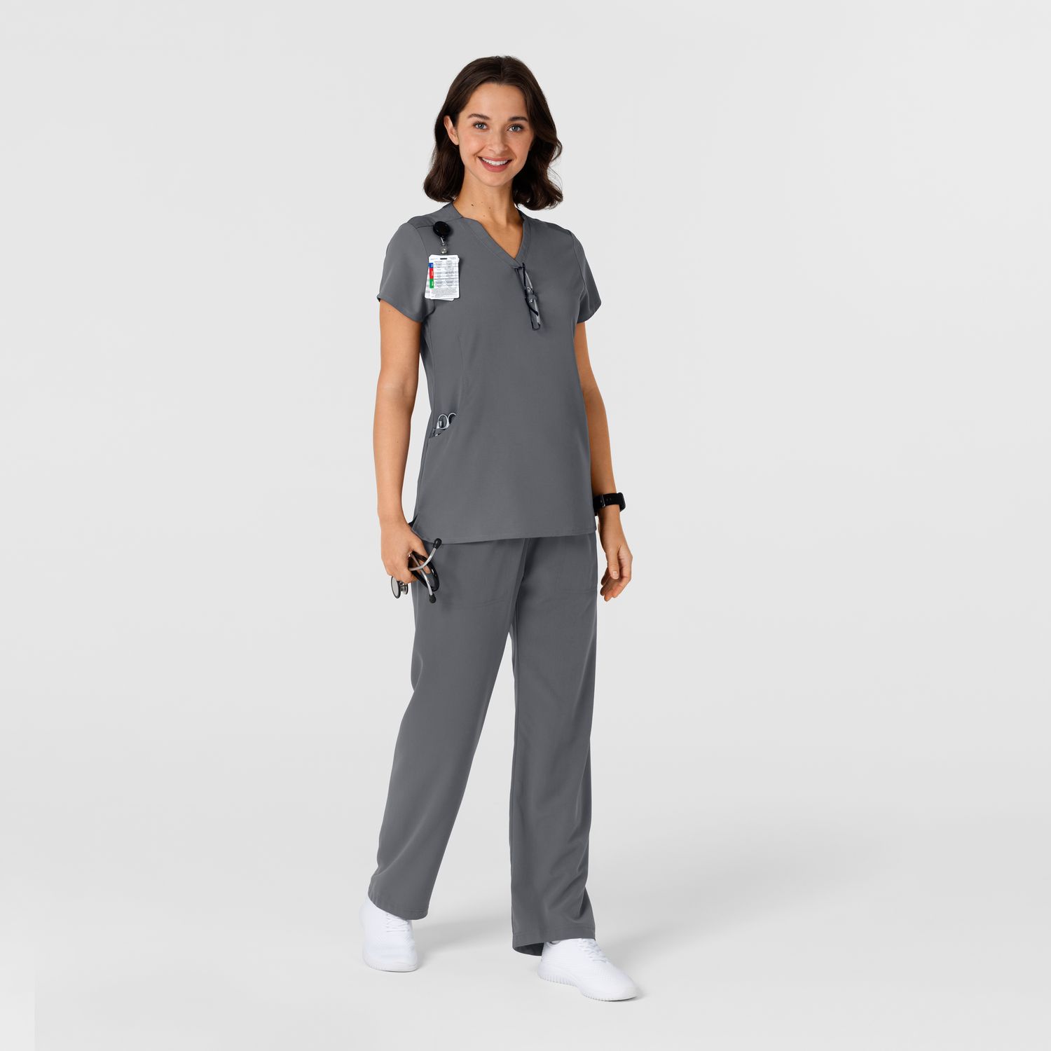 Casacca donna 6432 scollo a V stretto pewter