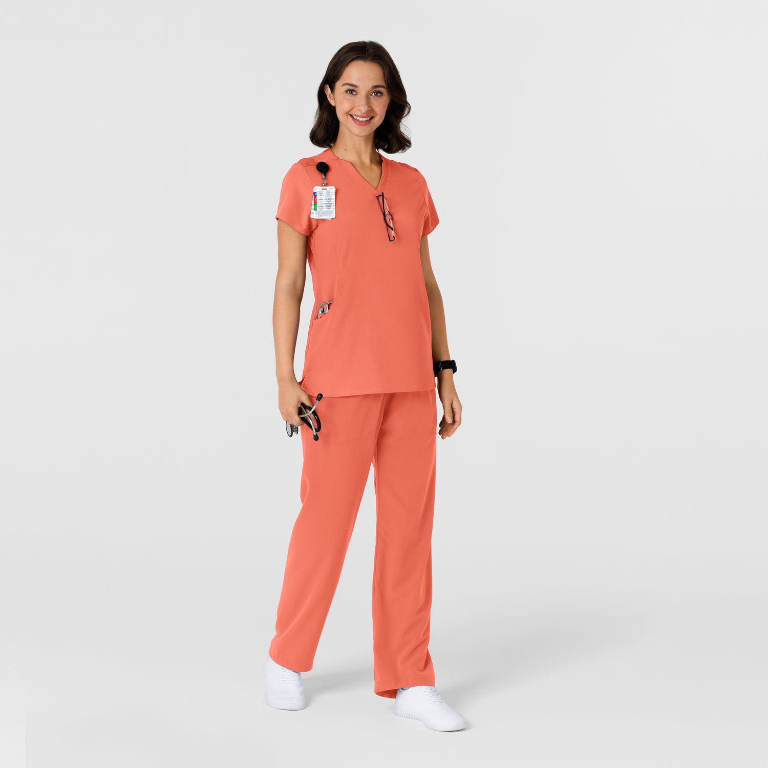 Casacca donna 6432 scollo a V stretto sugar coral