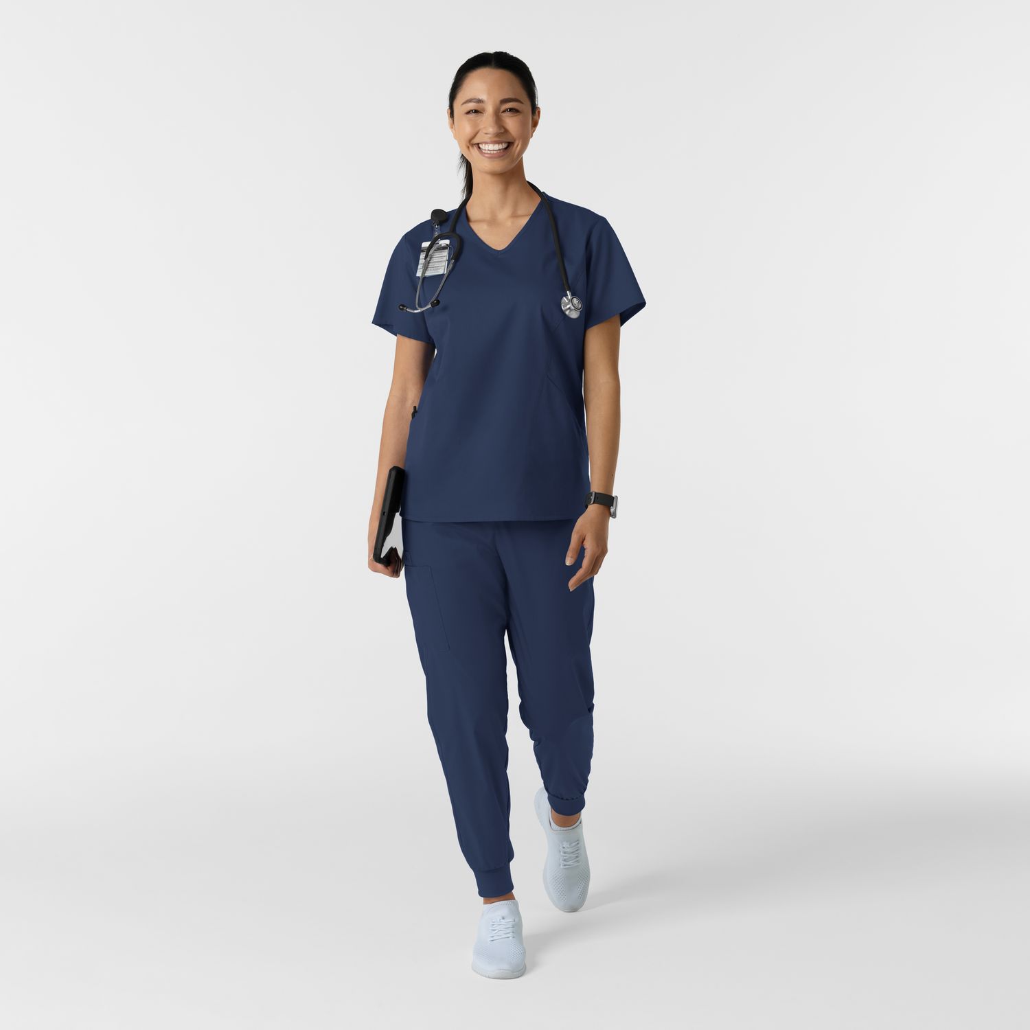 Casacca donna 106 scollo a V navy blue