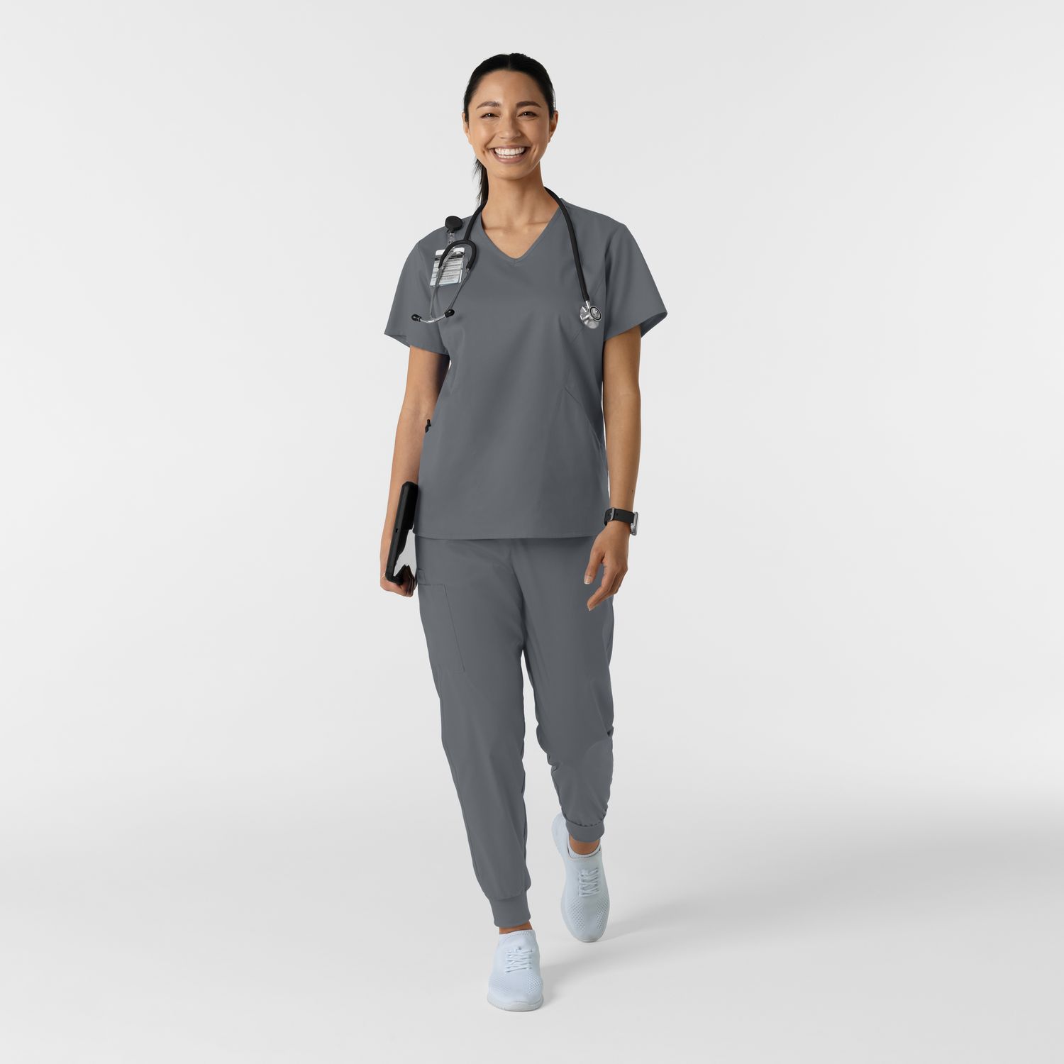 Casacca donna 106 scollo a V pewter