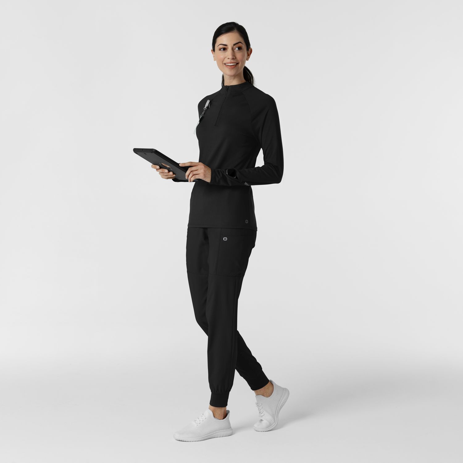 Maglia con mezza zip con finestra black