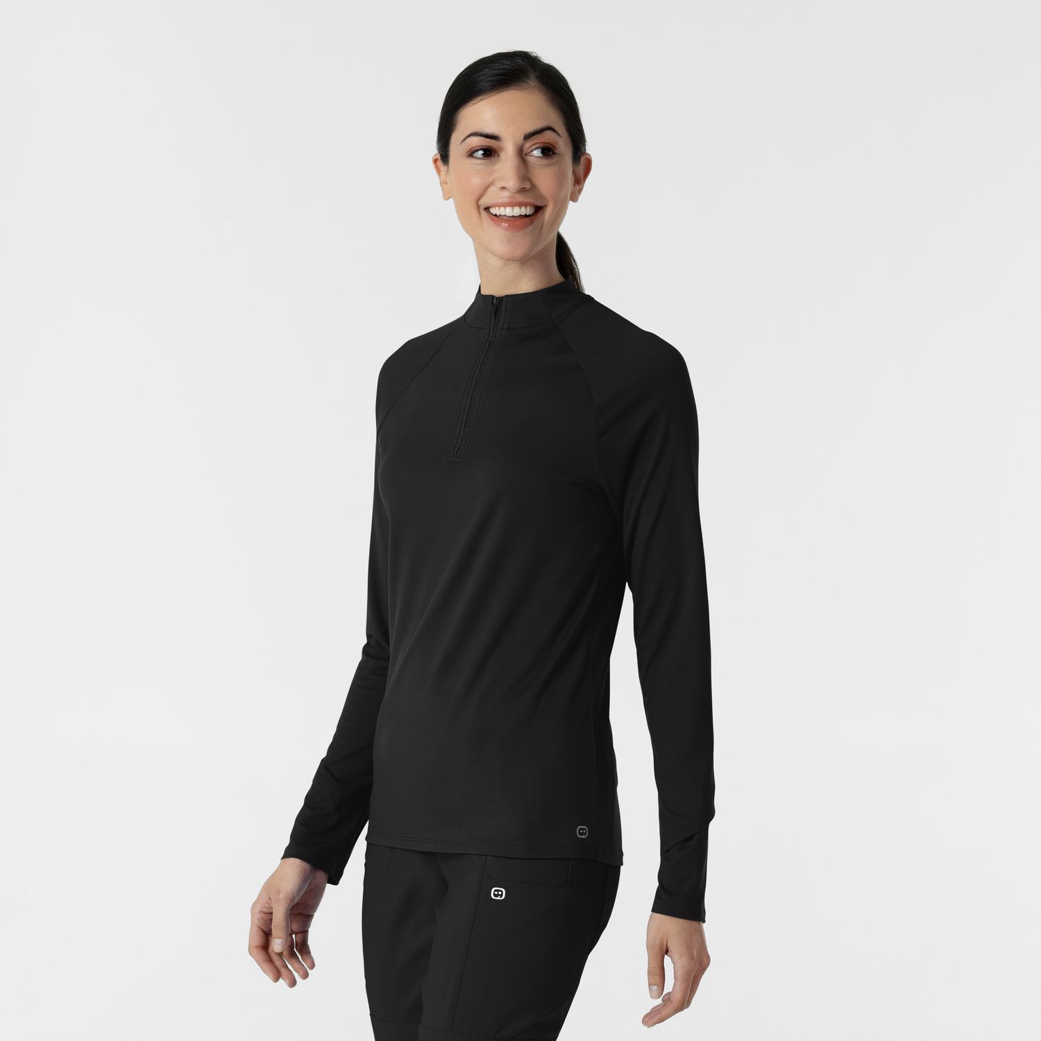 Maglia con mezza zip con finestra black