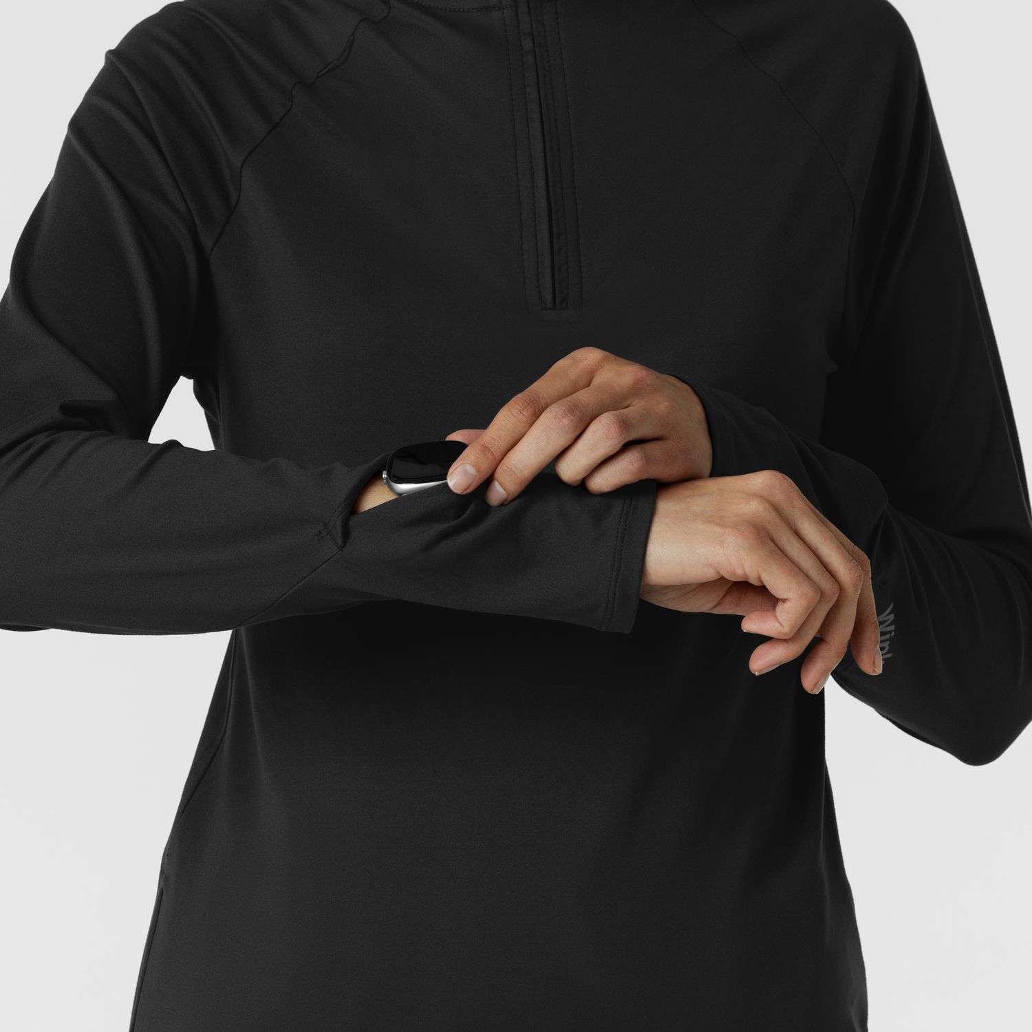 Maglia con mezza zip con finestra black