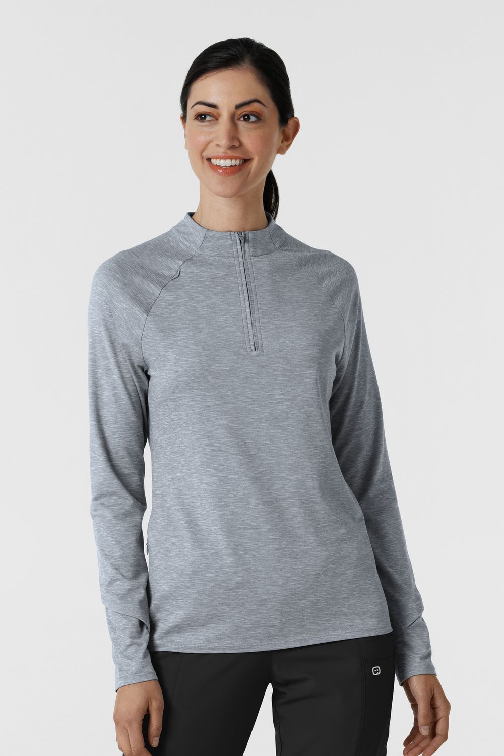 Maglia con mezza zip con finestra grey heather