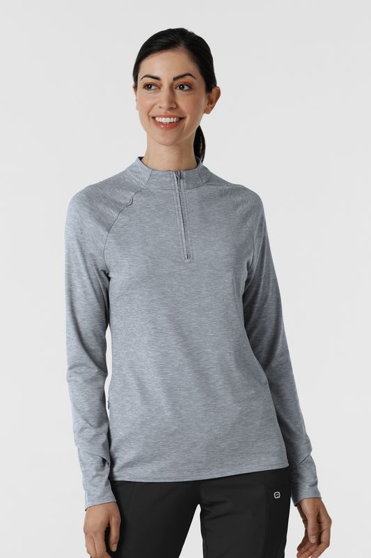 Maglia con mezza zip con finestra grey heather