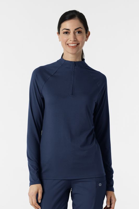 Maglia con mezza zip con finestra navy blue