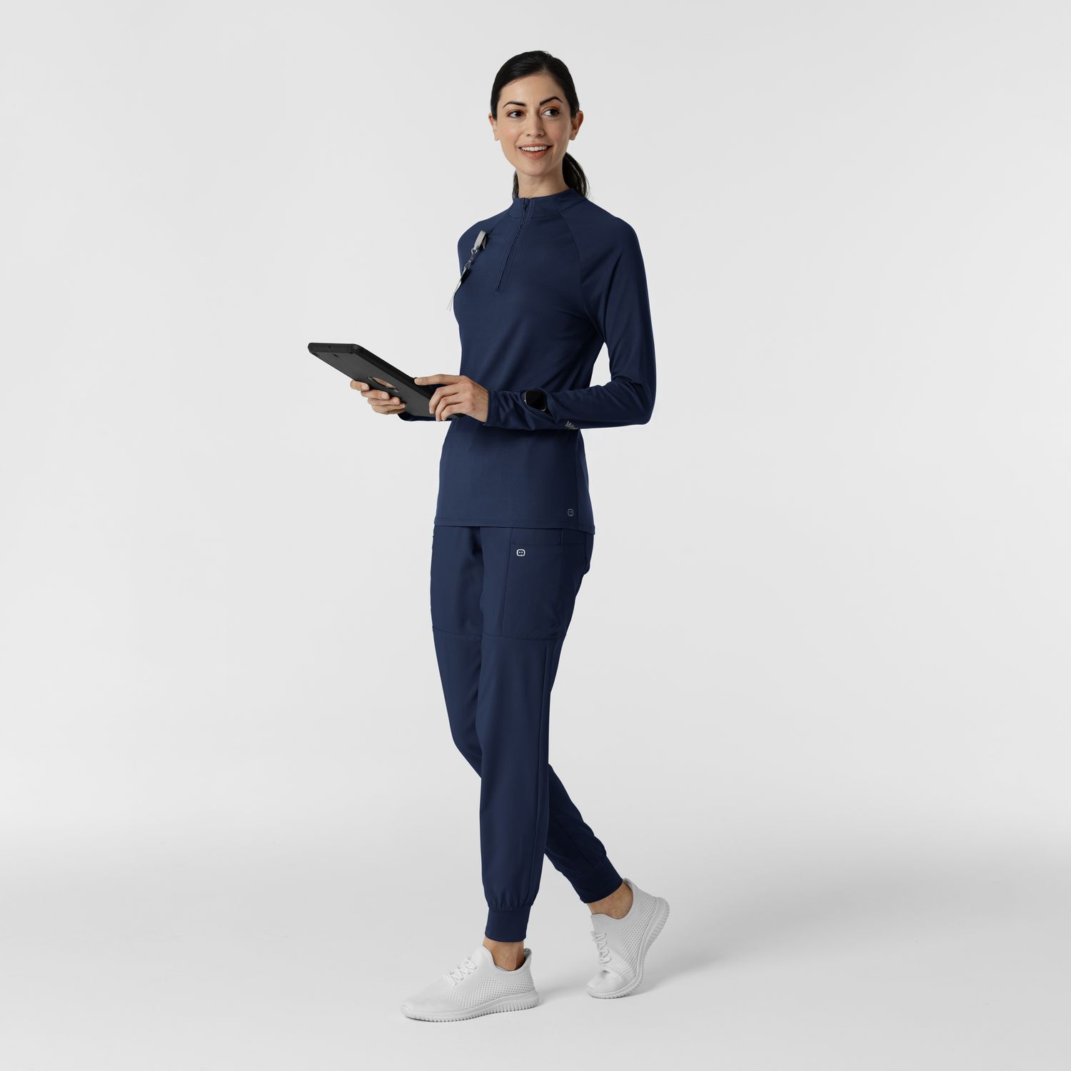 Maglia con mezza zip con finestra navy blue