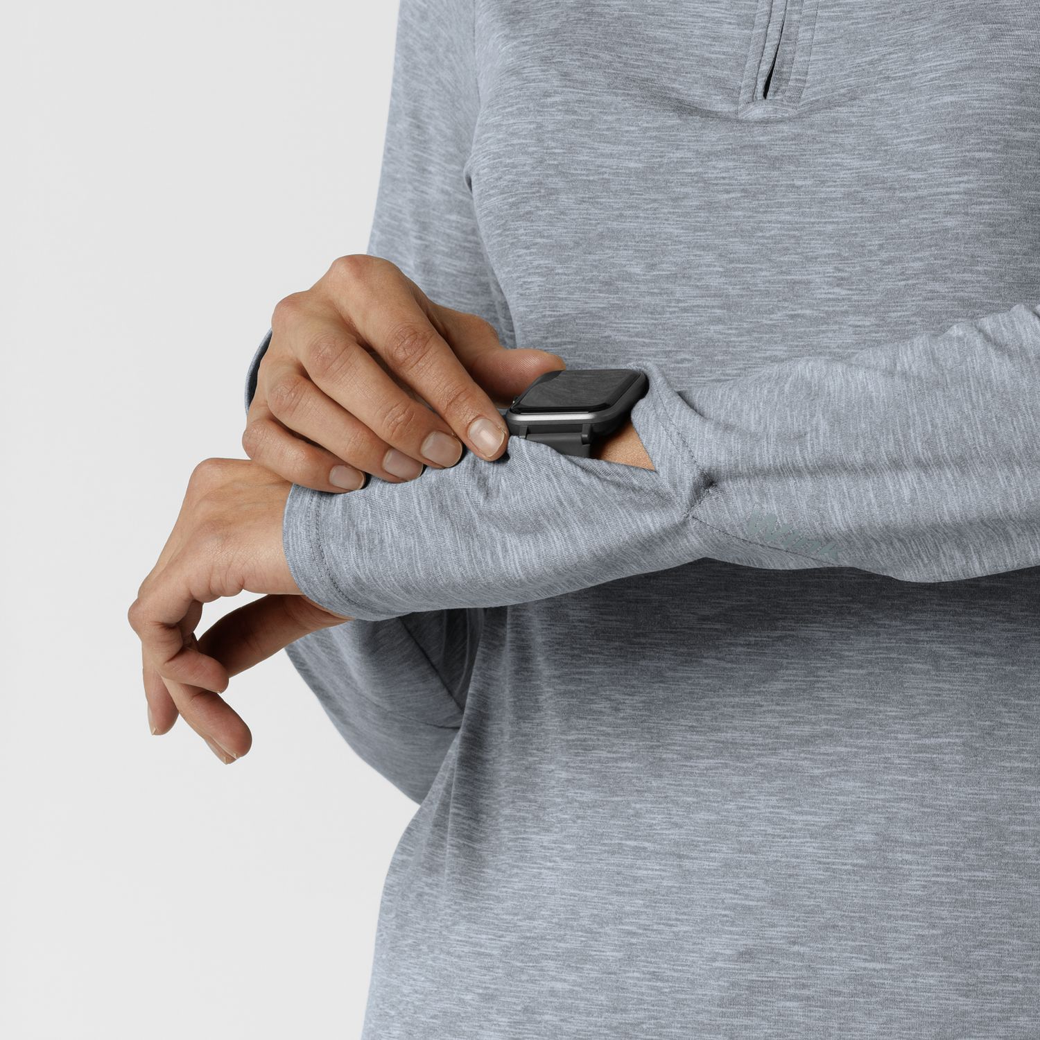 Maglia con mezza zip con finestra grey heather