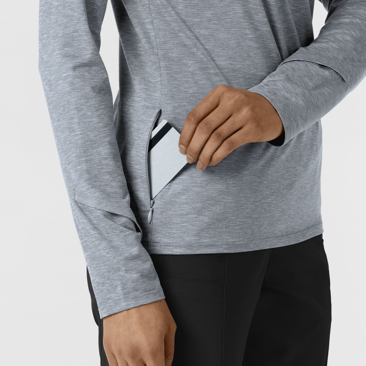 Maglia con mezza zip con finestra grey heather