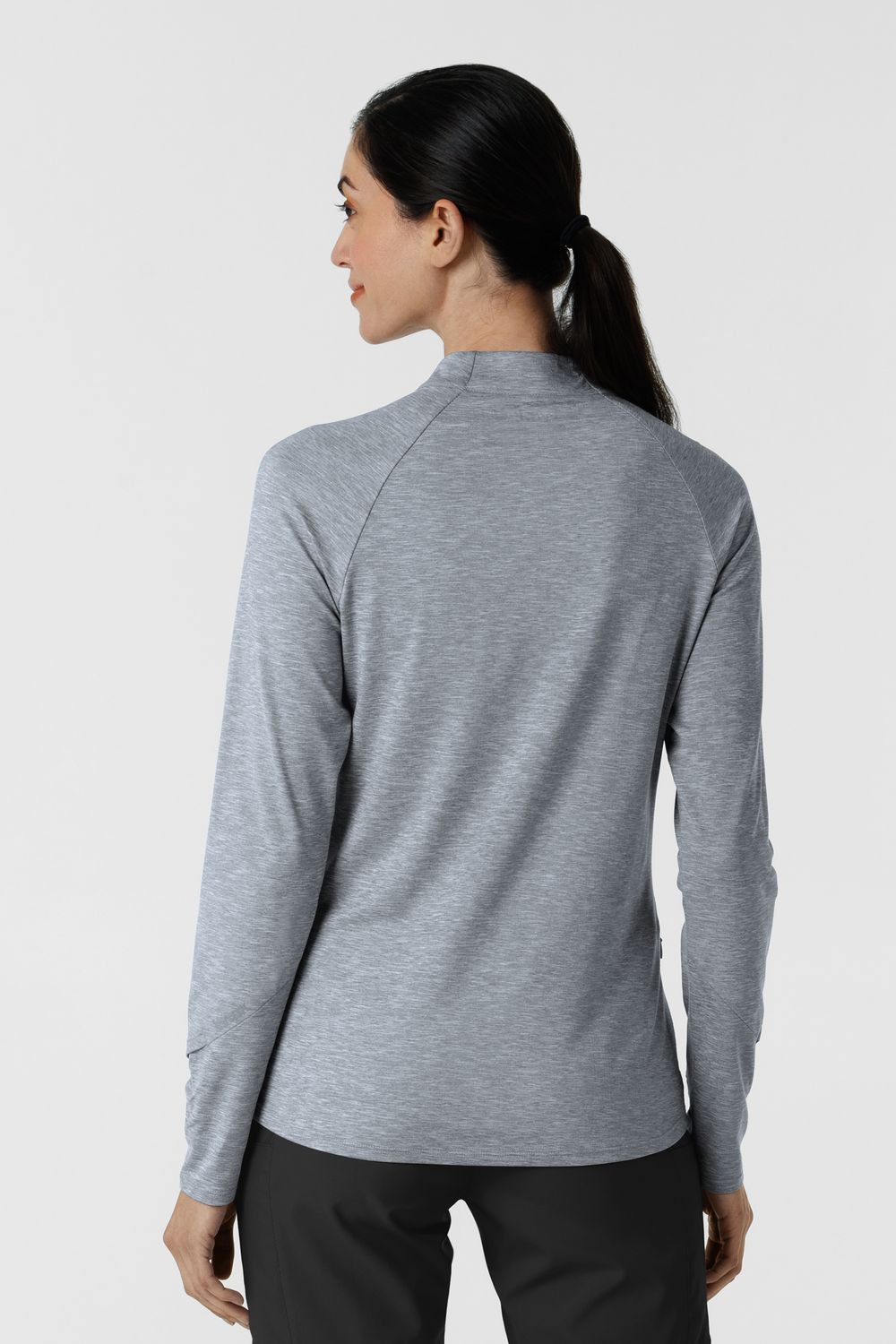 Maglia con mezza zip con finestra grey heather