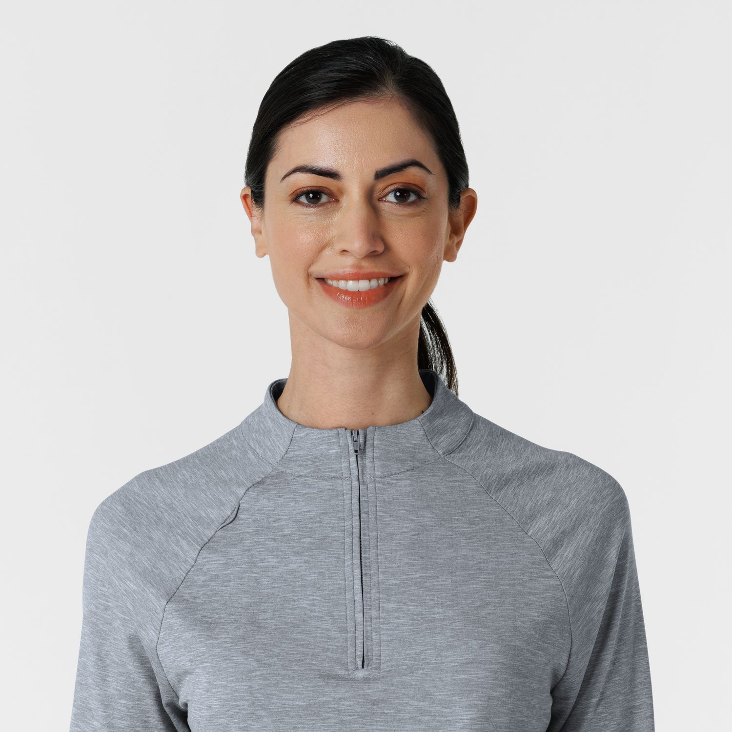 Maglia con mezza zip con finestra grey heather