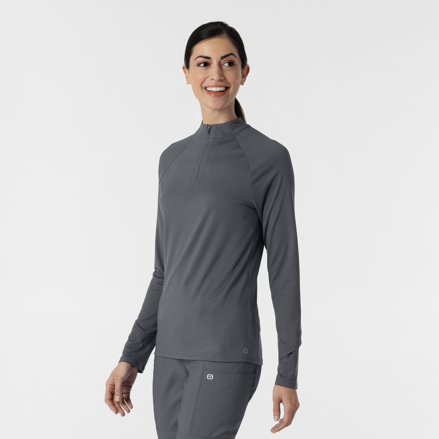 Maglia con mezza zip con finestra pewter