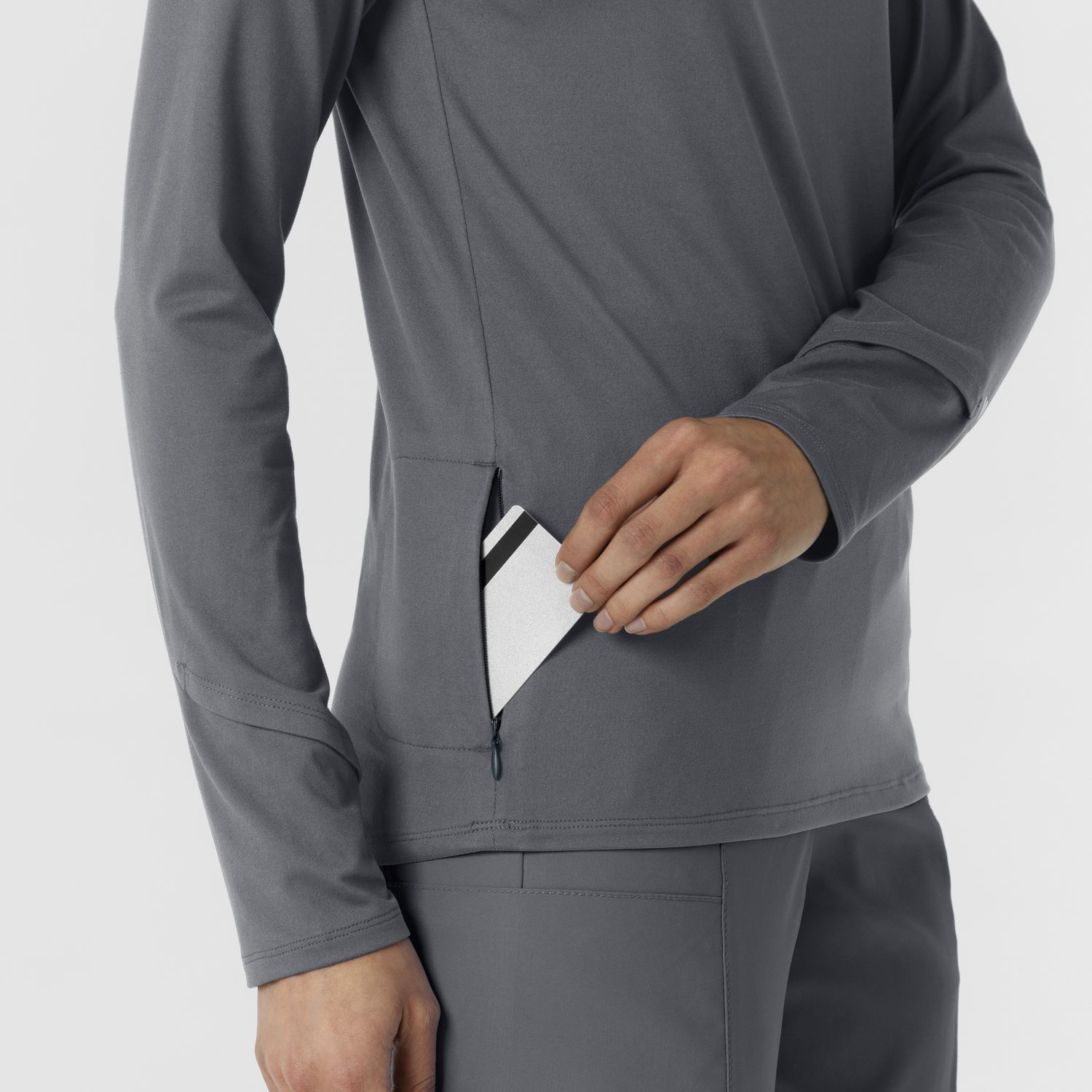 Maglia con mezza zip con finestra pewter