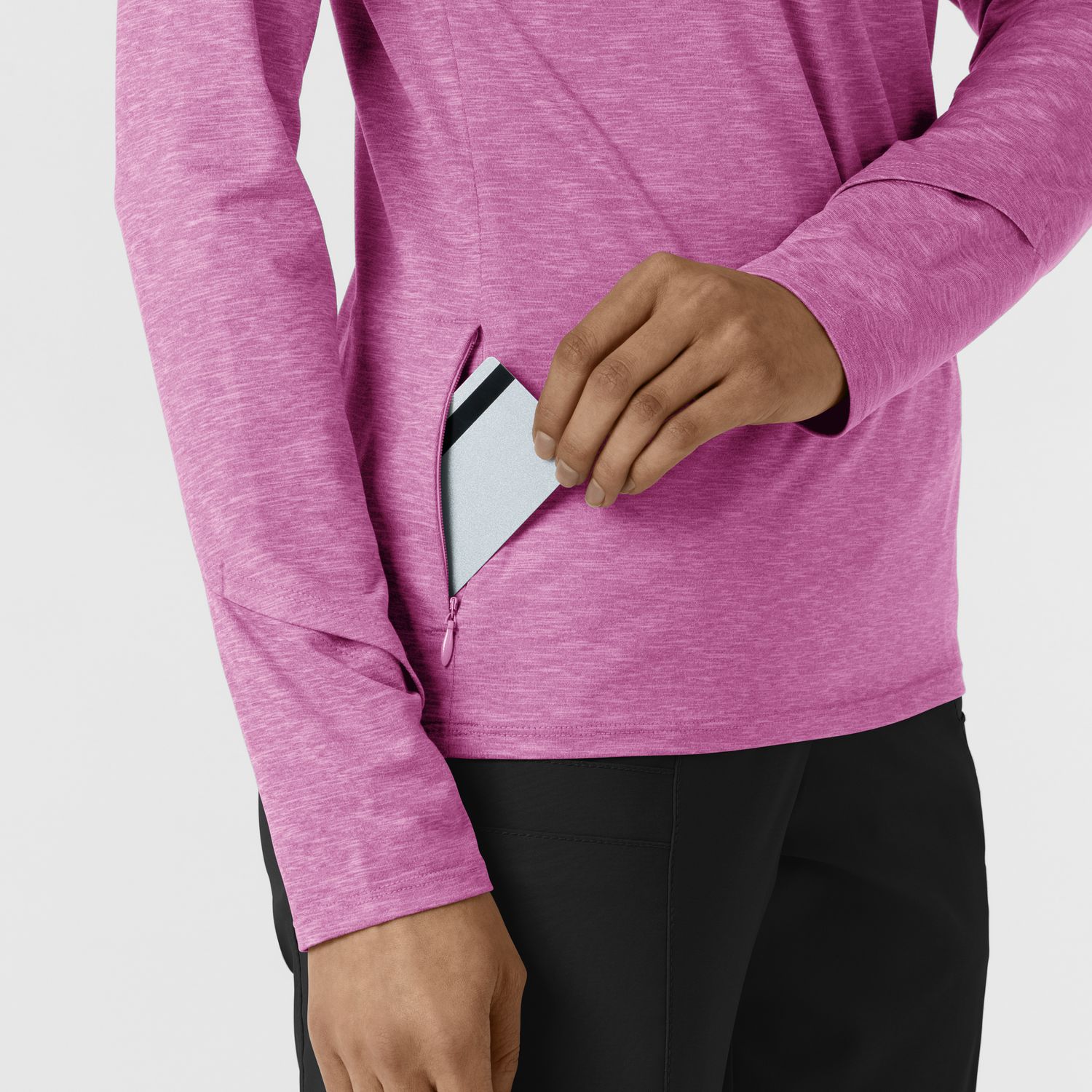 Maglia con mezza zip con finestra raspberry heather