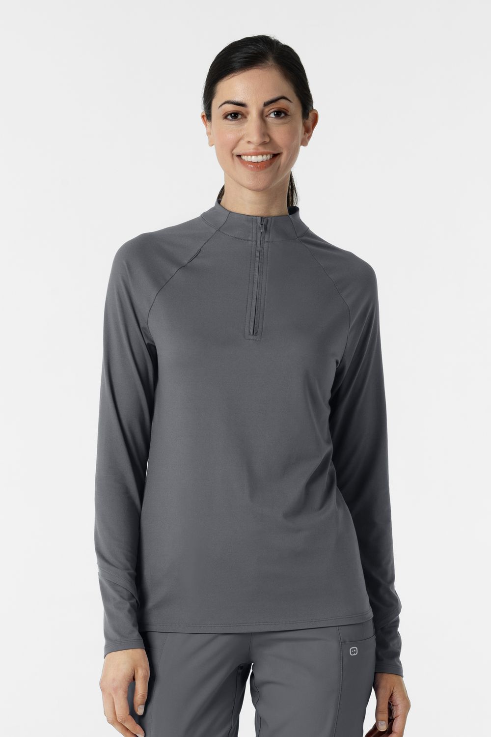 Maglia con mezza zip con finestra pewter