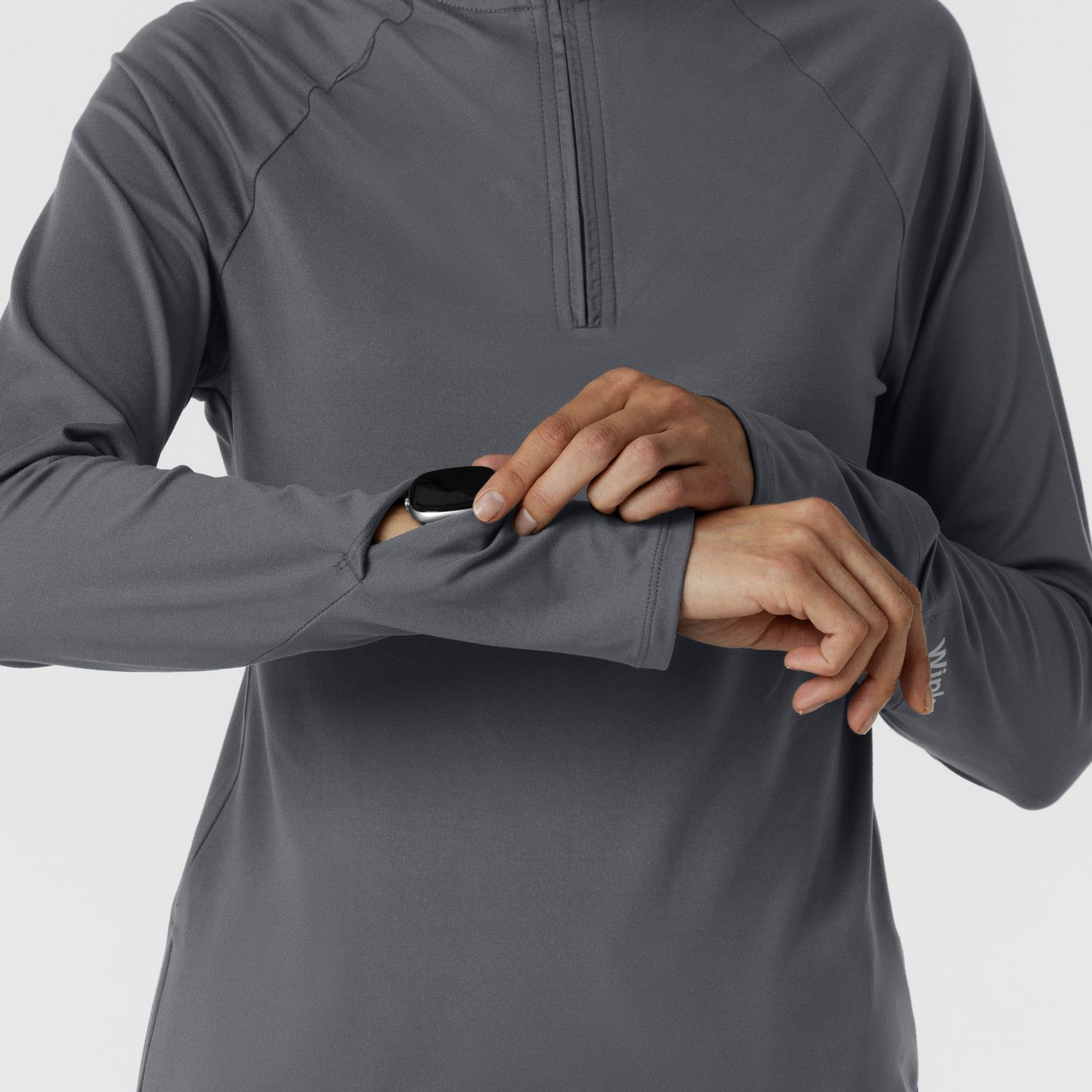 Maglia con mezza zip con finestra pewter