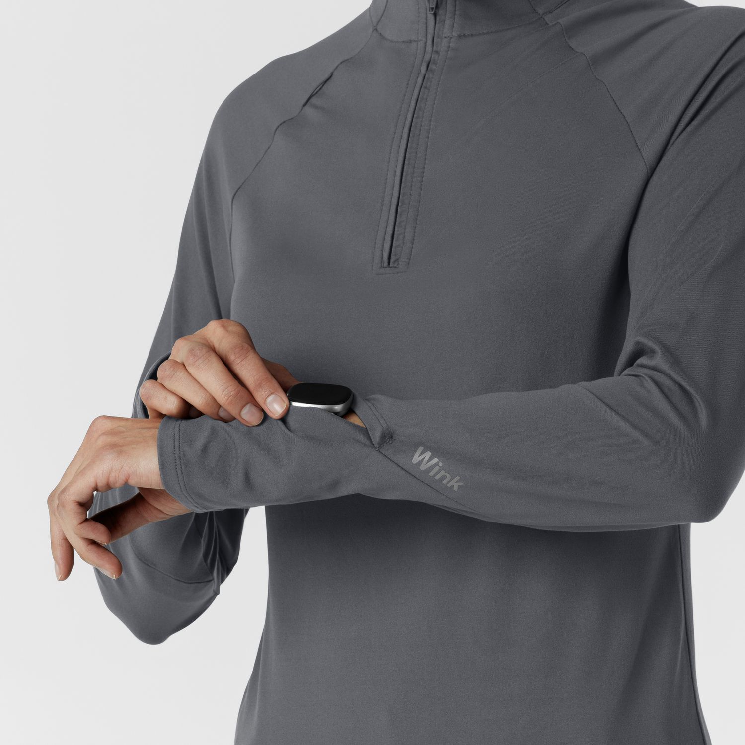 Maglia con mezza zip con finestra pewter