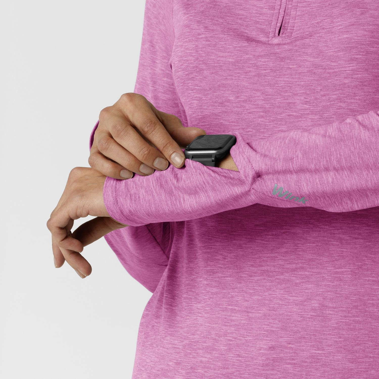 Maglia con mezza zip con finestra raspberry heather