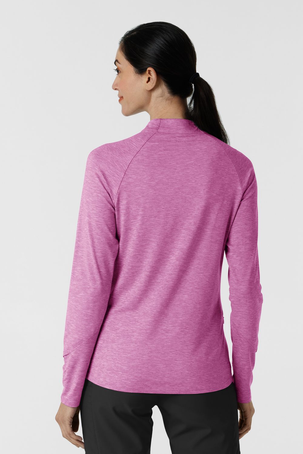 Maglia con mezza zip con finestra raspberry heather