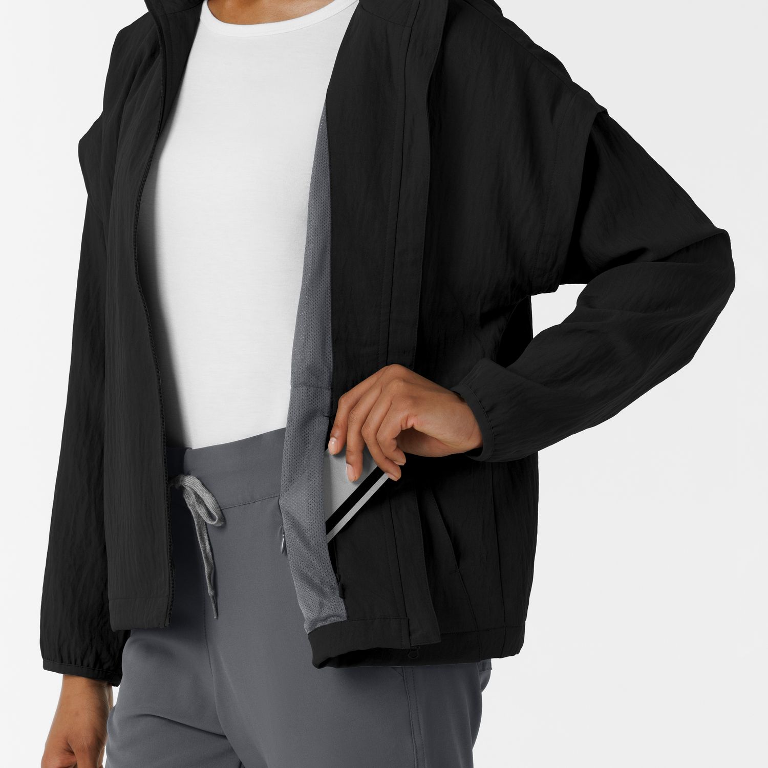 Felpa donna 8014 antivento zip black