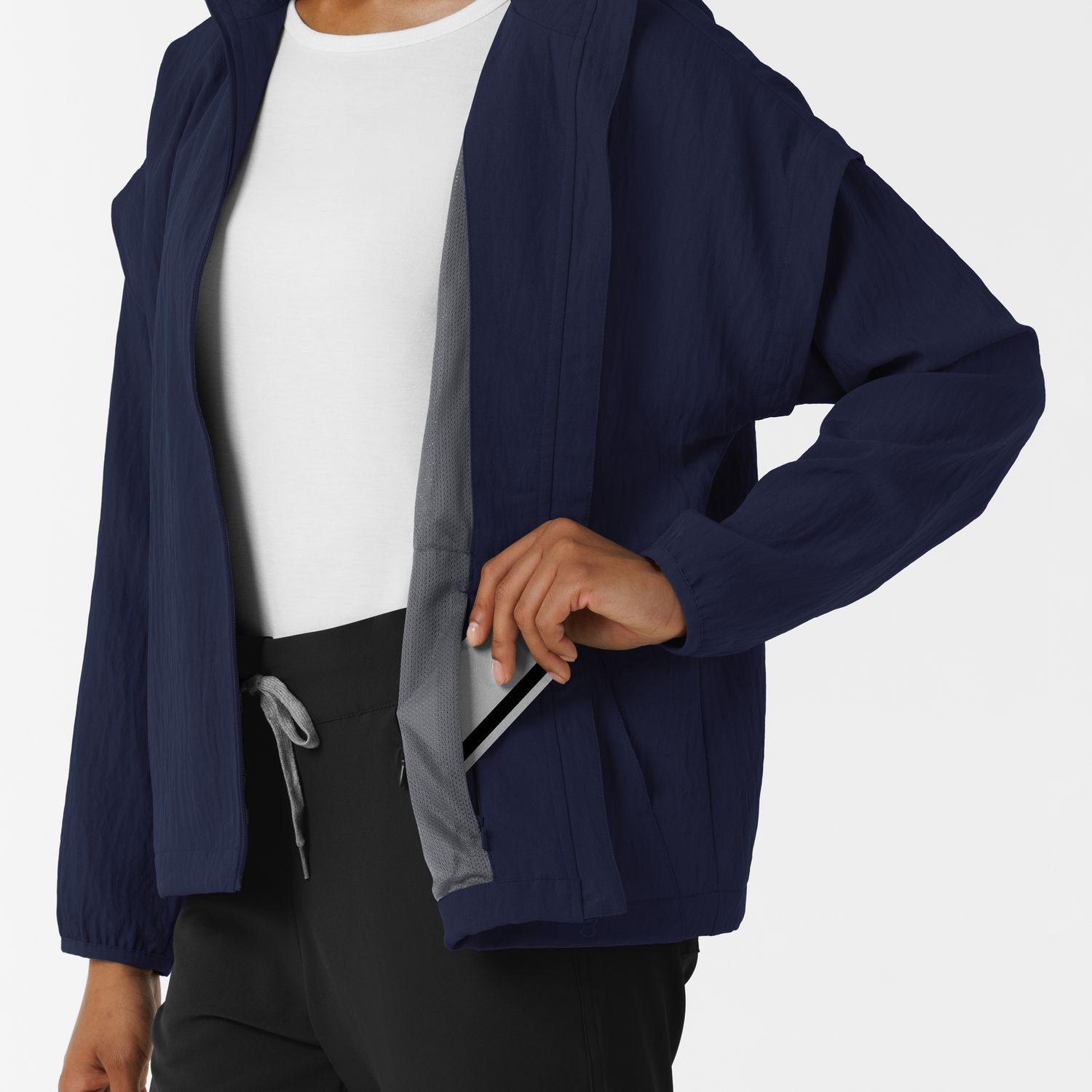 Felpa donna 8014 antivento zip navy blue