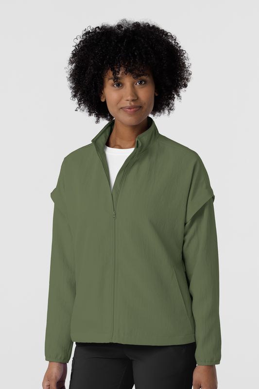 Felpa donna 8014 antivento zip olive